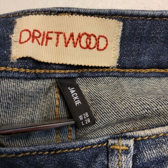Driftwood Jackie High Rise Skinny Jeans with Embroidered Aztec Side Stripe sz 28 - Picture 6 of 13